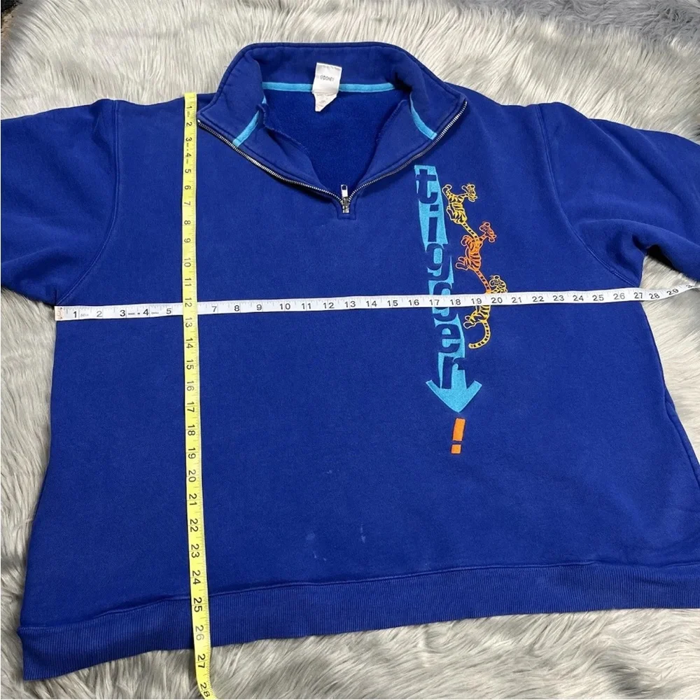 Vintage Disney Store Tigger Winnie The Pooh Blue Half Zip Sweater